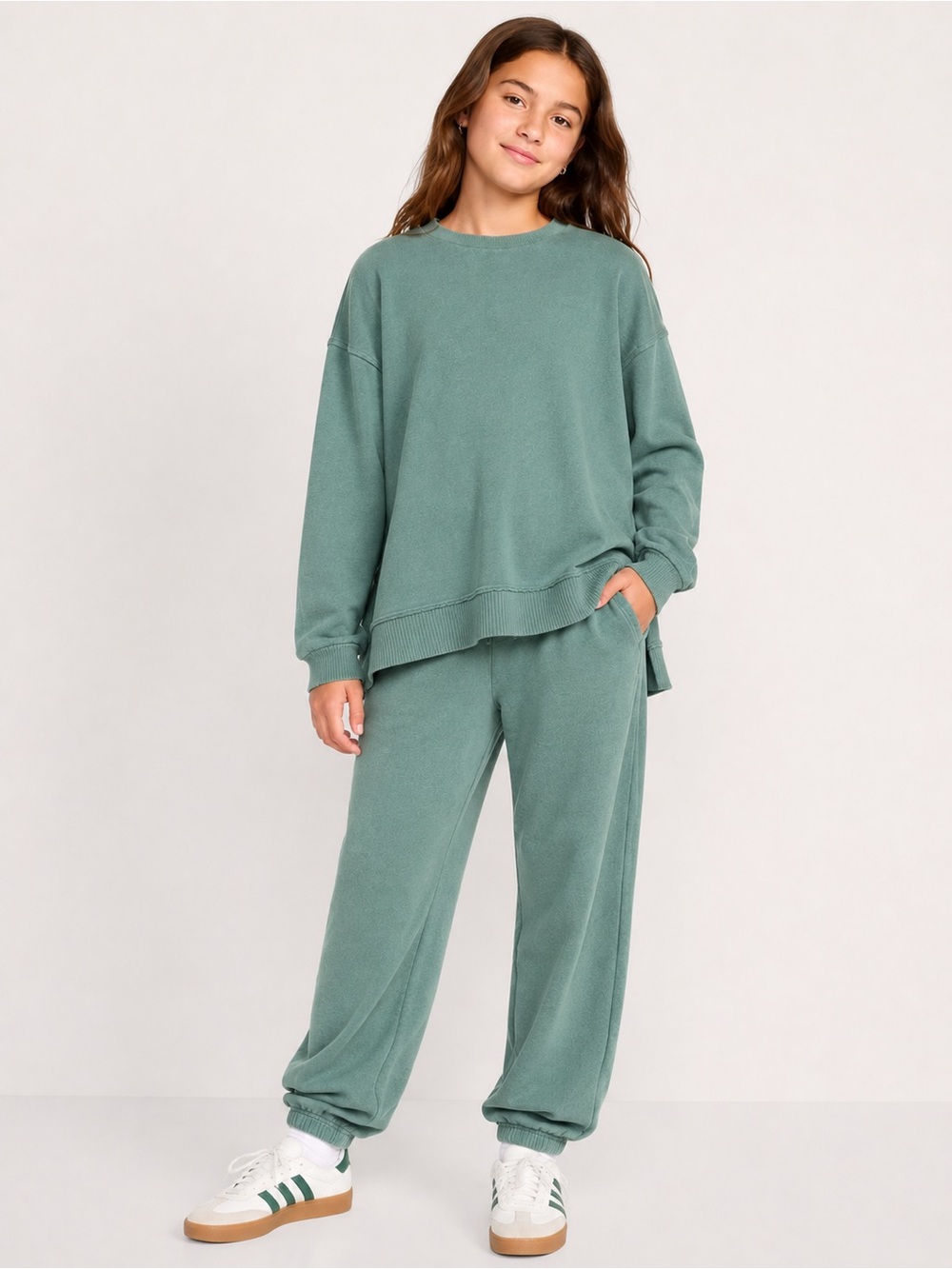 SET OF 2 Art Class Girls XL 14 Green Oversized Sweatshirt Jogger Set
